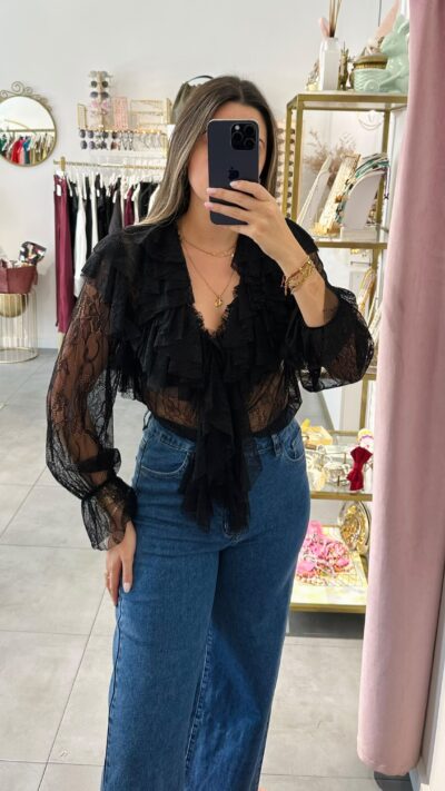 Camisa Renda Preta