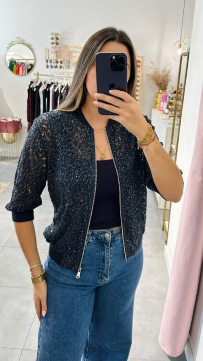 Bomber Lantejoulas Azul