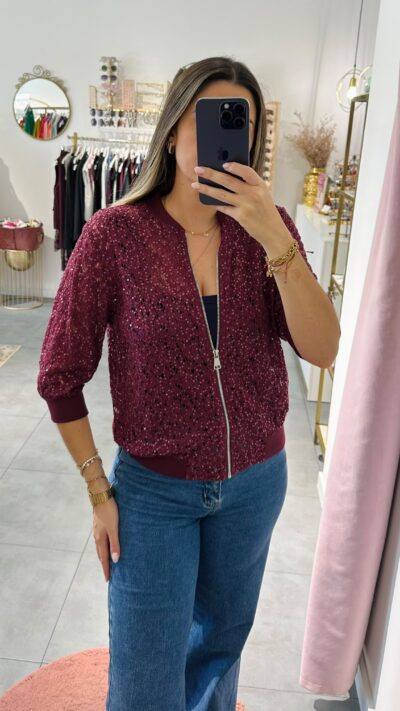 Bomber Lantejoulas Bordô