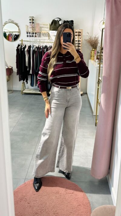 Calça Wid Leg Cinza - Mochy