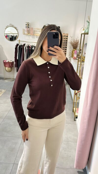 Polo Malha Castanho